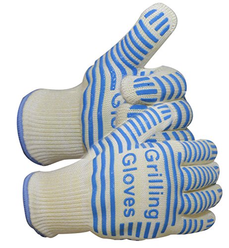 Kitdine Grilling Gloves – Premium Quality Heat Resistant BBQ Gloves for Cooking or Grilling – EN407 Certified – XL Size (Blue)