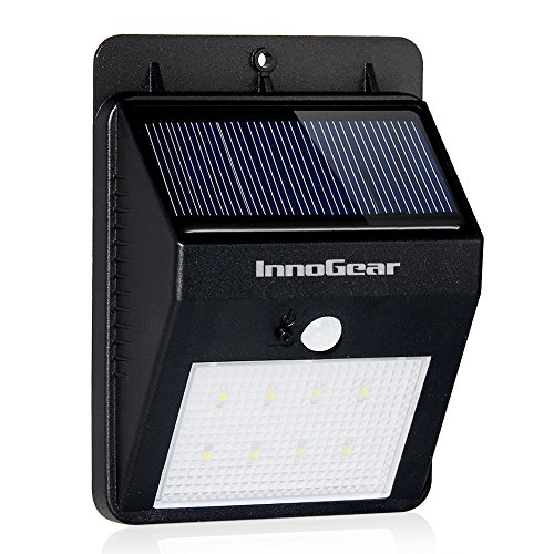 [Bigger/Brighter] InnoGear® 160 Lumen 8 LED Bright Outdoor LED Lights Solar Powered Motion Sensor Light Peel-and-Stick Wall Sconces Detector Activated Security Lighting Night Lights for Wall Patio Deck Yard Garden Home Driveway Stairs Porch with Dusk to Dawn Dark Sensing Auto On / Off