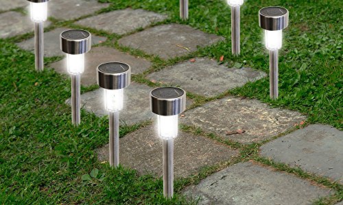 Solar Garden Path Lights- 24 Pack, LED Landscape Lights, Stainless Steel