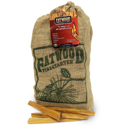 Fatwood Firestarter 9912 0.25 Cubic Feet Fatwood for Fireplace in Burlap Bag, 10-Pound