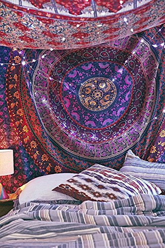 Hippie Tapestry, Hippy Mandala Bohemian Tapestries, Indian Dorm Decor, Psychedelic Tapestry Wall Hanging Ethnic Decorative