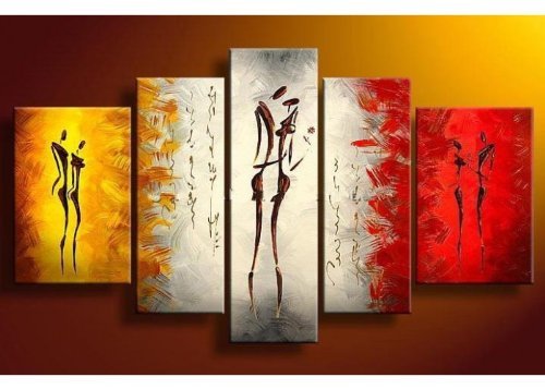 TJie Art Hand Painted Mordern Oil Paintings Wall Decor Body Abstract Clouds Home Landscape Oil Paintings Splice 5-piece/set on Canvas