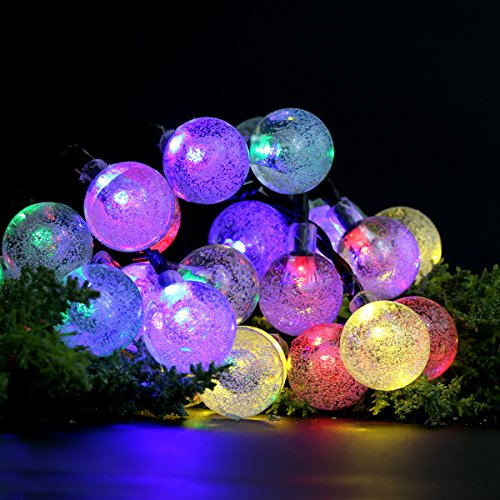 LEDniceker Fairy Solar Powered LED Lights String, 6m 20ft 30 Colorful Bright Crystal Ball LED Bulbs, Waterproof Lamp for Indoor and Outdoor Activities(Multi-colored)