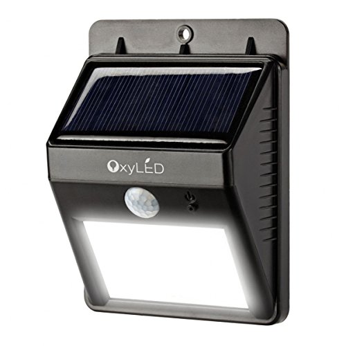 OxyLED® SL30 Bright Outdoor LED Light Solar Energy Powered – Weatherproof -Motion Sensor-Detector Activated / For Patio, Deck, Yard, Garden, Home, Driveway, Stairs, Outside Wall / Wireless Exterior Security Lighting (Rechargeable Battery Included) / Dusk to Dawn Dark Sensing Auto On / Off
