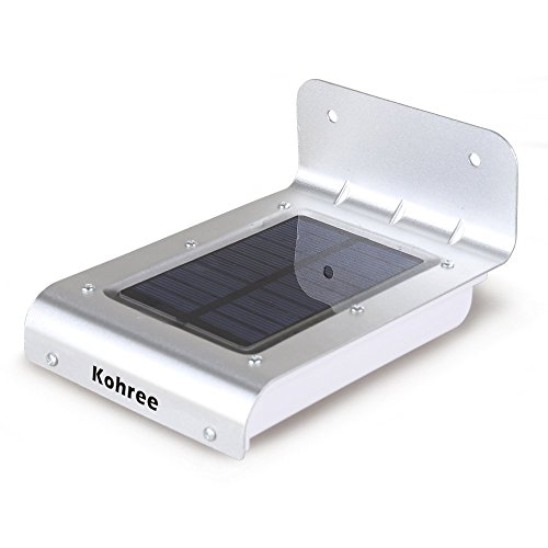 Kohree® 16 Super Bright LED Wireless Solar Powered Motion Sensor Light Outdoor Garden Patio Path Deck Yard Stair Outside Wall Mount Gutter Fence Security Lamp(Stainless Aluminum Body/ No batteries required/Dusk to Dawn Dark Sensing Auto On Off)