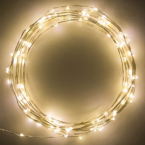 The Original Starry String Lights™ by Brightech – Warm White LEDs on a Flexible Silver Wire – 20ft LED String Light with 120 Individually Mounted LED’s – Silver Wire