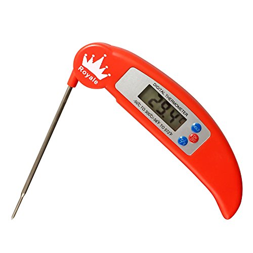 Royale Digital Thermometer Candy Meat Wireless Lightweight Instant Read Accurate Auto Shutdown Power Saving LCD Screen Cooking Chocolate Grilling (Red)