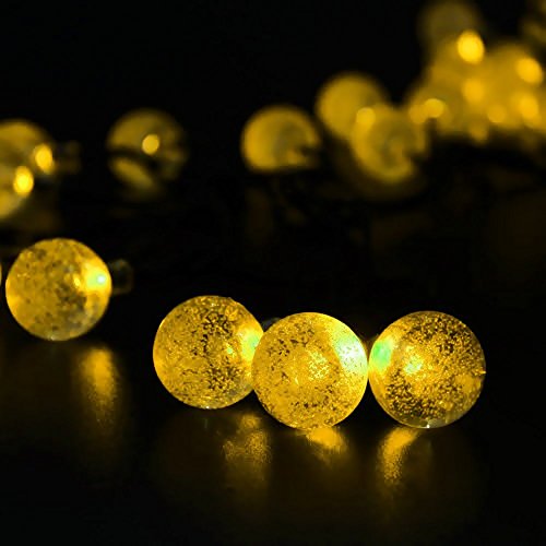 BMOUO® 20ft 30 LED Waterproof Warm White Solar Crystal Ball Outdoor String Lights Solar Powered Globe Fairy Lights for Garden Yard Home Fence Path Landscape Decoration Chrismas Day for Indoor and Outdoor