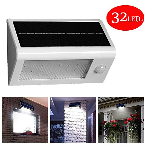 Anpress®Wireless Solar Powered Outdoor Motion Sensor Security 32 LED Light Multi-mode Ip65 Waterproof and Heatproof Staircase Stair Step Stairway Path Landscape Garden Floor Wall Patio Lighting Lamp (White)