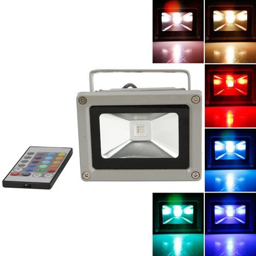 Lightahead® Remote Control 10W RGB Waterproof LED Flood Light Landscape Spotlight 16 Different Color Tones with US Plug For Outdoor Hotel Garden