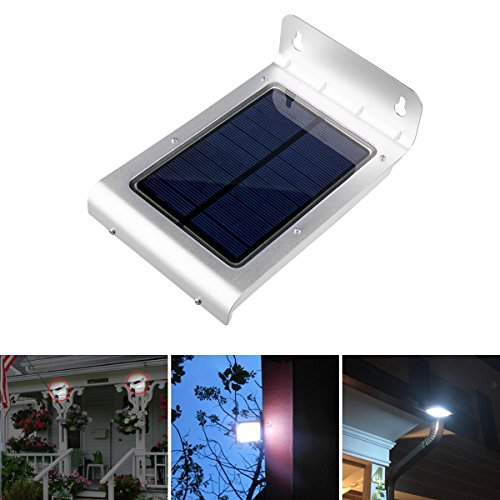Eonfine 24 LED Solar Power Outdoor Motion Sensor Garden Security Lamp Light,Super Bright Waterproof Solar LED Light Outdoor Patio Path Wall Mount Gutter Fence Security Lamp Light, (No Battery Required) / Dusk to Dawn Dark Sensing Auto On / Off, Easy to install Long Lifetime Solar Panel Color Sliver