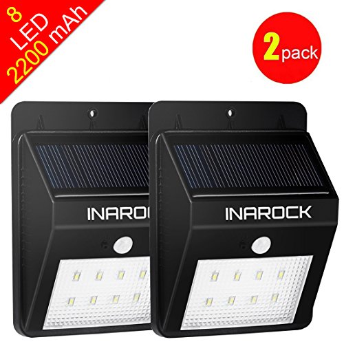[2 Pack] InaRock Large Size 8 LED Solar Lights Outdoor Bright Step Light Solar Energy Powered Light – Waterproof – Motion Sensor Light – Outside Wall Light