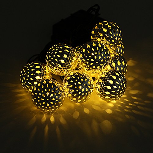Ucharge Globe String Lights 20Led Outdoor Solar Fairy Lights Warm White