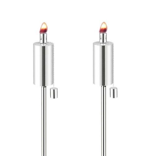 Garden Lantern Stainless Steel Cylinder Shape Torch (2 Pack) – 65″ Tall