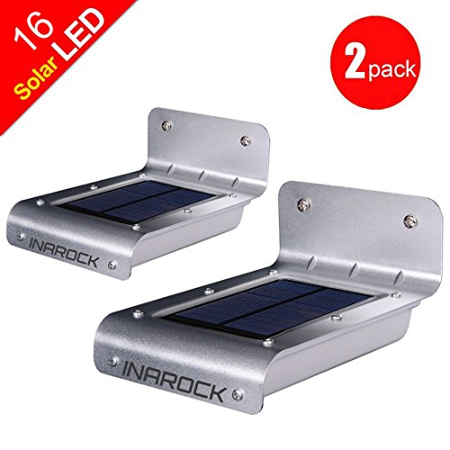 [2 Pack] InaRock 2nd 3-in-1 16 LED Solar Lights Super Bright Wireless Solar Powered Light with Motion Sensor / Light Sensor / Sound Control Sensor – WaterProof