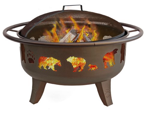 Landmann 23875 Fire Dance Bear and Paw Fire Pit, 30-Inch, Metallic Brown