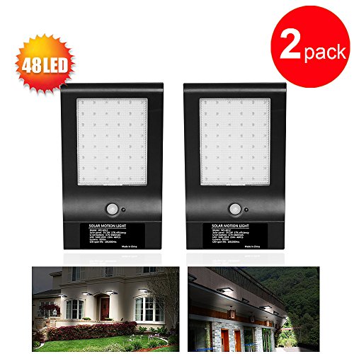 850 Lumens 48 Led Solar Motion Lights, Ultra-slim Wireless Solar Sensor Lights/ Street Lighting / Outdoor Lights / Motion Security Lights – With Rechargeable 18650 Batteries (4400mah)