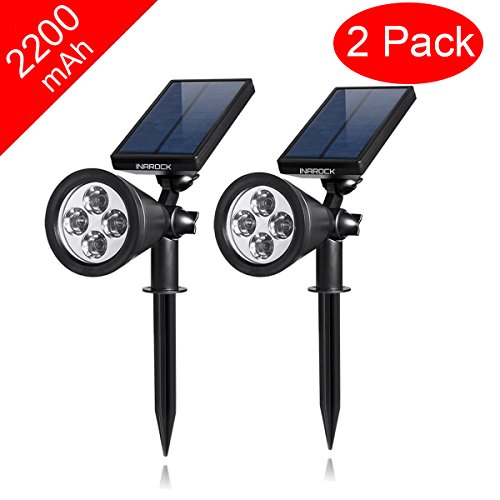 [2 Pack] InaRock 2-in-1 Solar Powered LED Landscape Lighting – Waterproof – 180° angle Adjustable – Auto-on At Night/Auto-off By Day Outdoor Wall Light Landscaping Lights Bulb Spotlight