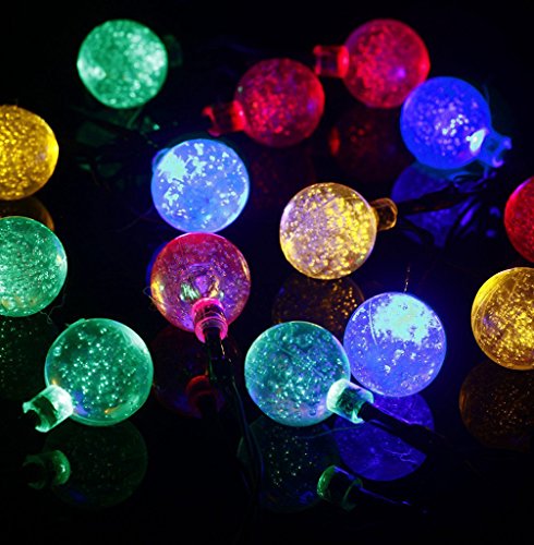 GoFurther Solar Powered LED String Lights Waterproof 20ft 30 LED Multi-color Crystal Ball Fairy Lights For Outdoor, Indoor, Gardens, Lawn, Patio, Christmas, Weddings, Parties
