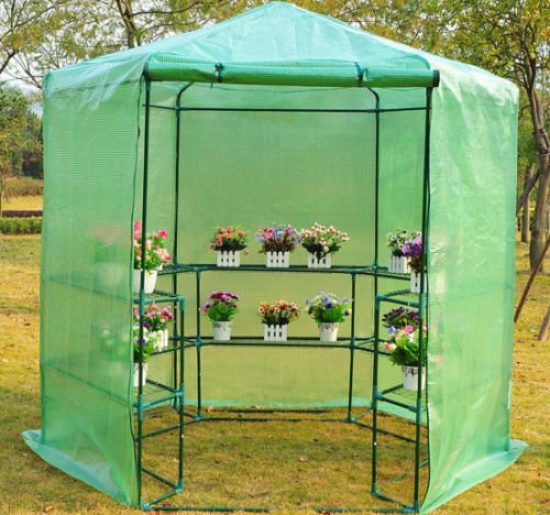 GHP Dark Green Ø78.5″ x 82.5″H Greenhouse w Powder-Coated Steel Frame