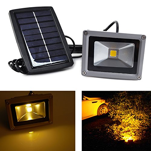Weanas® 10W LED Security Flood Light Solar Energy Powered Tent Emergency Lamp Warm White for Indoor Outdoor Sports Camping Hiking Fishing Garden Driveway Stairs Walkway