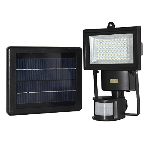 LTE 60 Leds Solar Motion Sensor Light, 300 lumen High Output, Daylight White,6000K,IP65 Waterproof ,15m Motion Distance ,Wall Lights ,Solar Security Light, Solar Rechargeable Floodlight, Solar PIR Light.