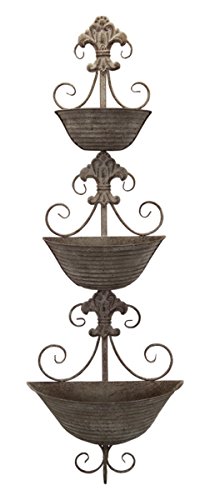 Pack of 2 Three Tiered Decorative Baskets Hanging Wall Planters 39″