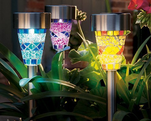 Solar Mosaic Garden Lights Path Light Garden Decoration Christmas Gift(3 Pack)