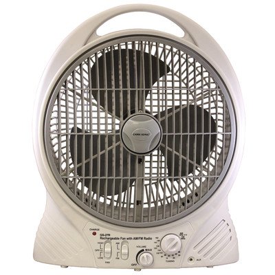 Gama Sonic Rechargeable 12-Inch Cooling Fan with AM/FM Radio and MP3 Input #GS-27R