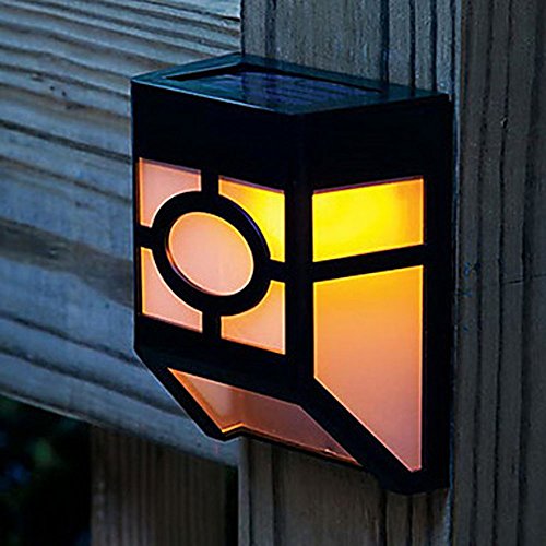 Wentop Outdoor 2 LED Solar Powered Light Sensor Fence Wall Light Garden Yard Path Lamp (Warm White)