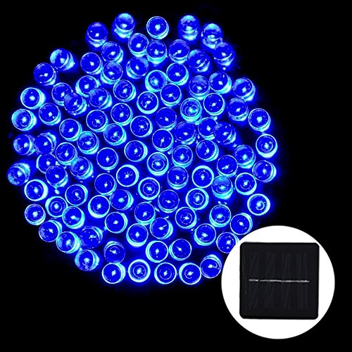 URPOWER® Solar Powered LED Lights String Christmas Lights 39ft 12m 100 LED 8 Modes Solar Fairy String Lights for Outdoor Party, Gardens, Homes, Wedding, Christmas, Waterproof (blue)