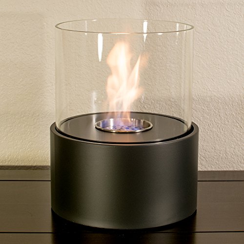 Ventless Ethanol Alcohol Tabletop Fireplace w/0.5L Stainless Steel Fuel Insert. Modern Indoor & Outdoor Fire Decor Feature.