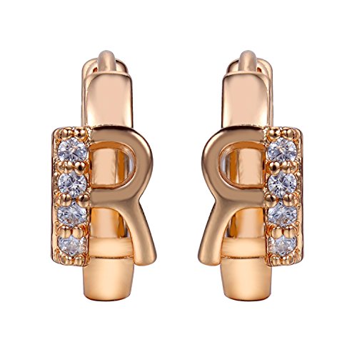 Snowman Lee 18k Rose Gold Plated Two-Tone Gemstone Receive Love Hoop Earrings