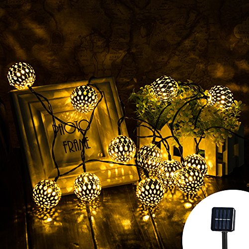 12 LED Solar Powered Morocco Lights; Waterproof Outdoor String Lights; Best Choice for Christmas, Party and Wedding decoration; Perfect for Gardens, Patios and Homes