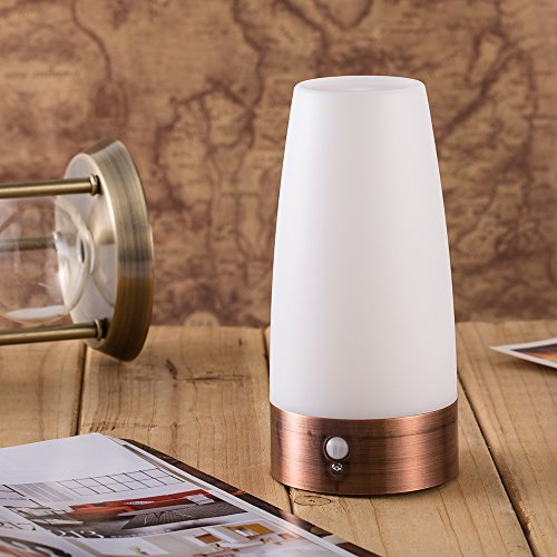Retro LED Night Lamp; Wireless PIR & Motion Sensor LED Night light; Battery Powered and Three Modes; Perfect for Indoor and Outdoor Use (White)