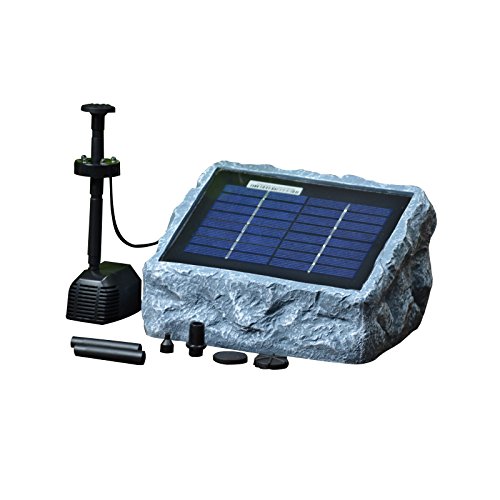 ASC Solar Stone Water Pump Kit with Battery and LED Ring Light