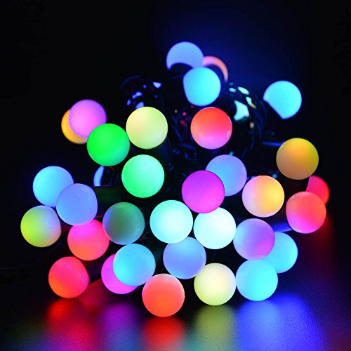 ledertek 50 RGB Ball Slow Changing Color with 16ft Linkable Ball String Lights for Valentine’s Day, Christmas, Party, Wedding