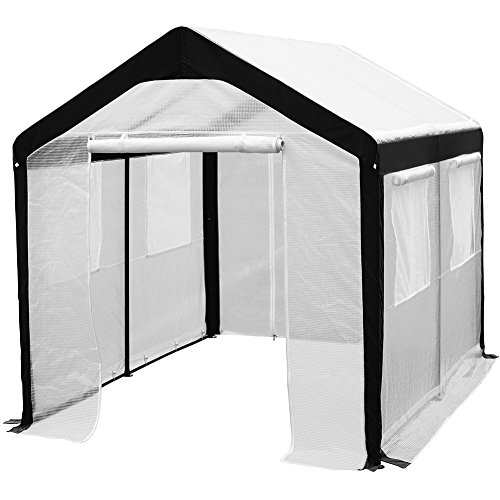 Abba Patio Large Walk in Fully Enclosed Lawn and Garden Greenhouse with Windows, 8 X 10 ft, White