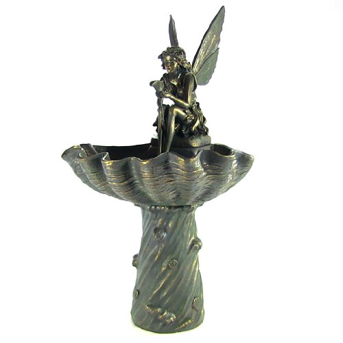 Sunnydaze Fairy Shell on Pedestal Fountain, 51 Inch Tall