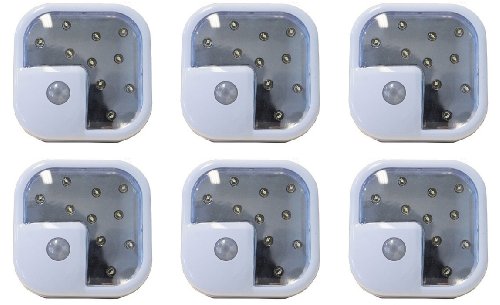 ADX Wireless Motion Sensor LED Light, Security or Night Light (Size: 3″ x 3″), 6-Pack