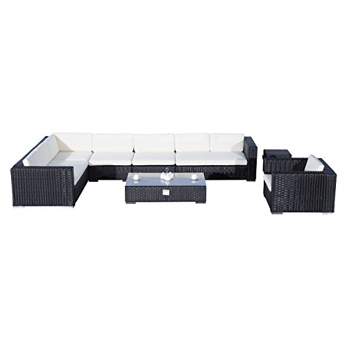 Outsunny 8pc Outdoor Rattan Wicker Patio Furniture Sofa Sectional