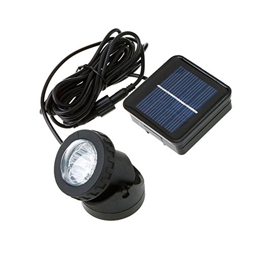 Hausbell Weatherproof Outdoor Solar Powered 6 LEDs Spotlight For Pool Use Outdoor Garden Pool Pond (Black)