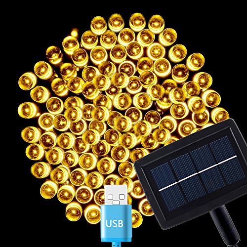 [USB and Solar Powered] InnoGear® 65Ft USB 200 LED Outdoor String Lights Solar Powered Waterproof Starry Fairy Lighting Indoor Christmas Decoration Flashing Light for Gardens Wedding Party Holiday