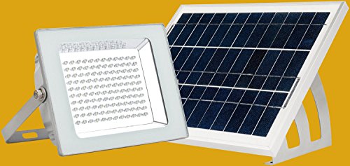 MicroSolar – Warm White – Lithium Battery – 120 LED IP65 Solar Floodlight — Automatically Working from Dusk to Dawn at Good Sunshine – Including 16.4 Feet Wire // Wall mounted or Ground Mounted // FL4-B-Warm