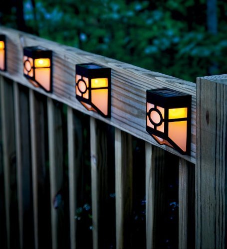 KAPATA Wall Mount 2-LED Mission-Style Solar Deck Accent Lights Cool White for Home Light Outdoor Landscape Garden Fence Lamp (Yellow)