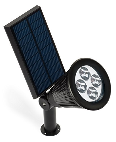 HumaBuilt Solar Powered Garden Light -Outdoor Spotlight for Walkways, Security, Etc. – Ground/Wall Mount Options