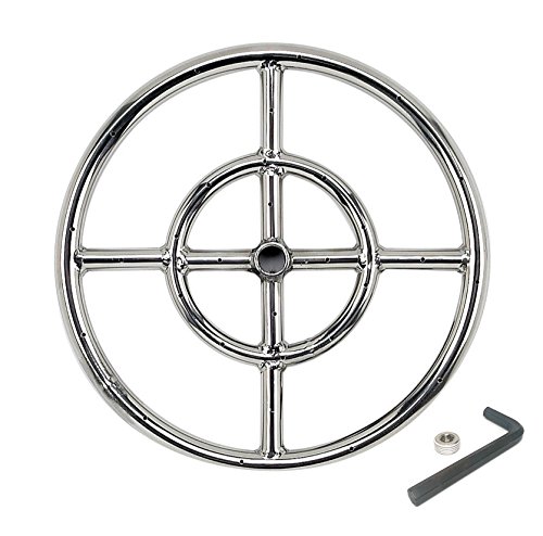 NEW 1mm 12-inch SS Burner Ring w/ Fitting For Indoor Fireplace And Outdoor Fire Pit Patio – Increased Tube Thickness For Durability (12 Inches)