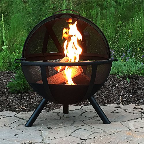 Sunnydaze Black Flaming Ball Fire Pit, 29 Inch Diameter Sphere