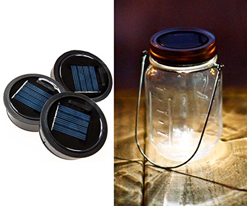 3 Pack – Solar Mason Jar Lid Insert – LED Mason Jar Solar Light for Glass Mason Jars and Garden Decor Solar Lights