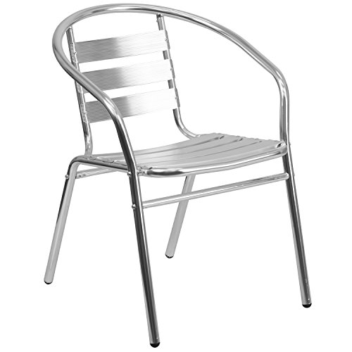 Flash Furniture Aluminum Slat Back Indoor Outdoor Restaurant Chair